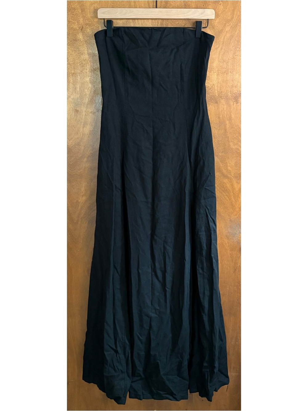 The Drop Carlota Black Linen Strapless Maxi Dress Wedding Resort Lagenlook Boho - Picture 2 of 12